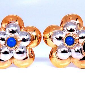 18kt Gold Clip earrings Ladybug On Flower Solid CLip 18kt Gold Postless